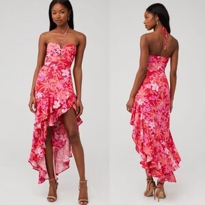 Amanda Uprichard Pink Floral High Low Dress
